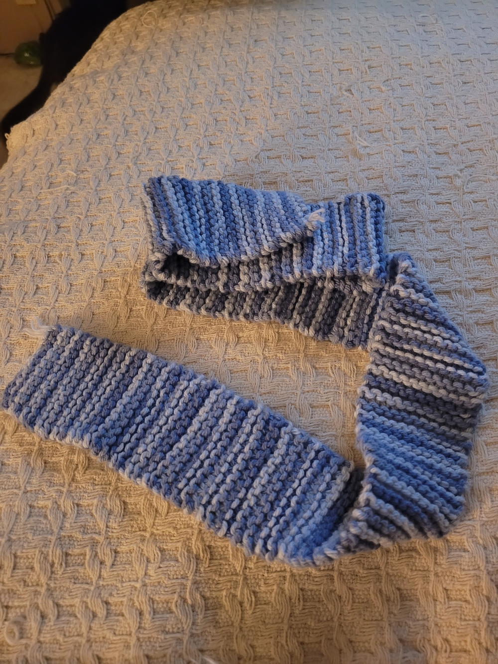 Blue Striped Knit Scarf